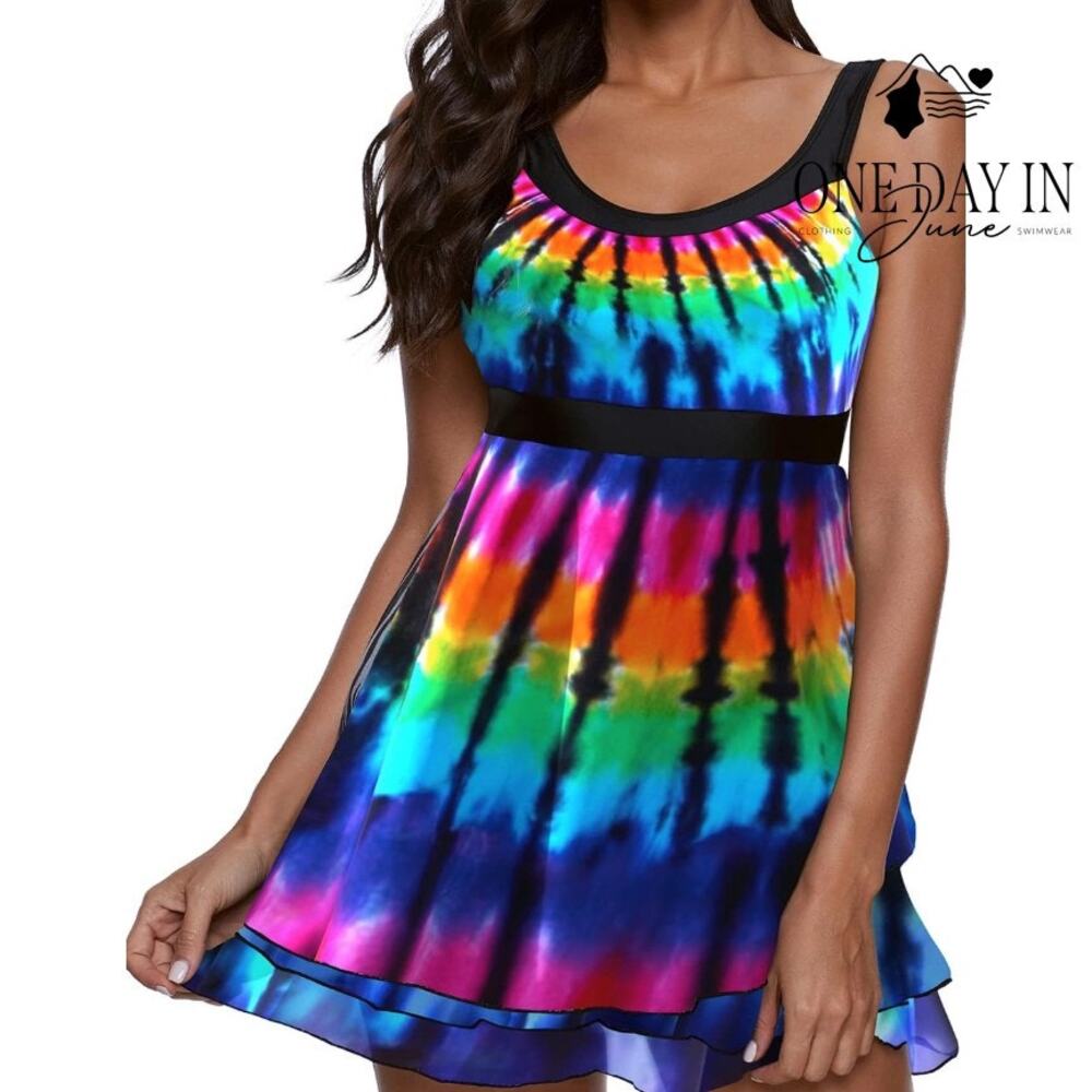 Aleumdr Layered Boyshort Swimdress Tankini Swimsuit Size XXL